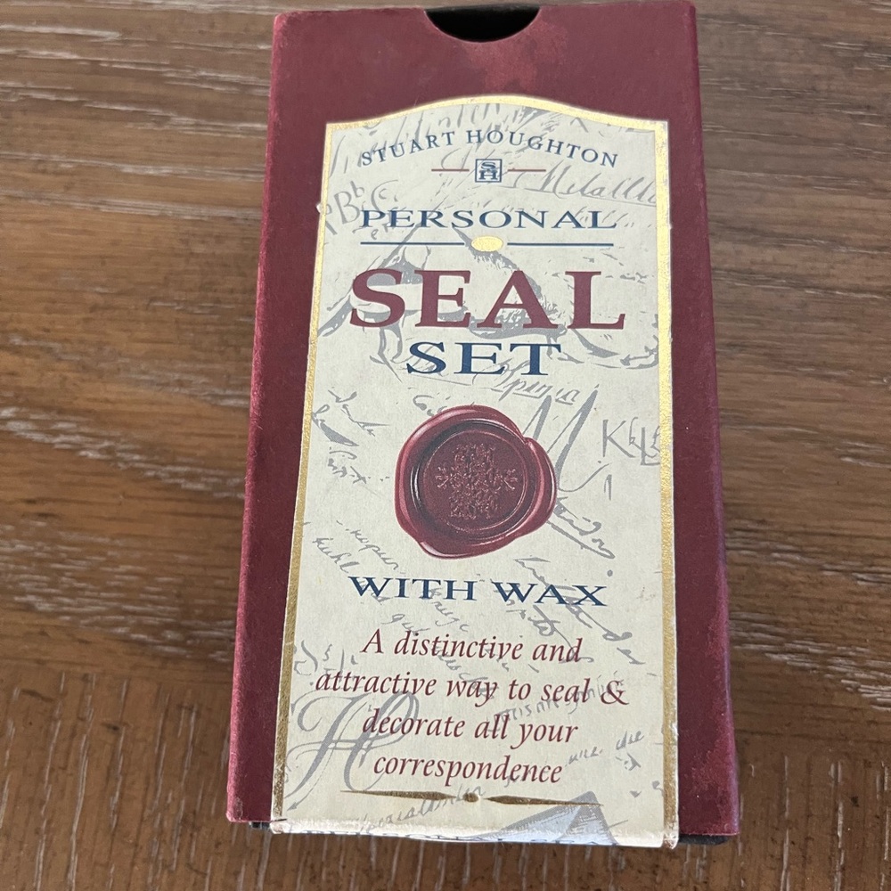 Vintage Personal Seal Set with Wax - Red and Cream Box Letter F